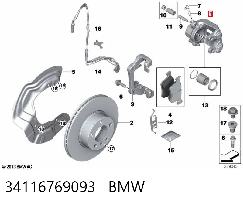 34116769093 BMW Pinza de freno delantera izquierda