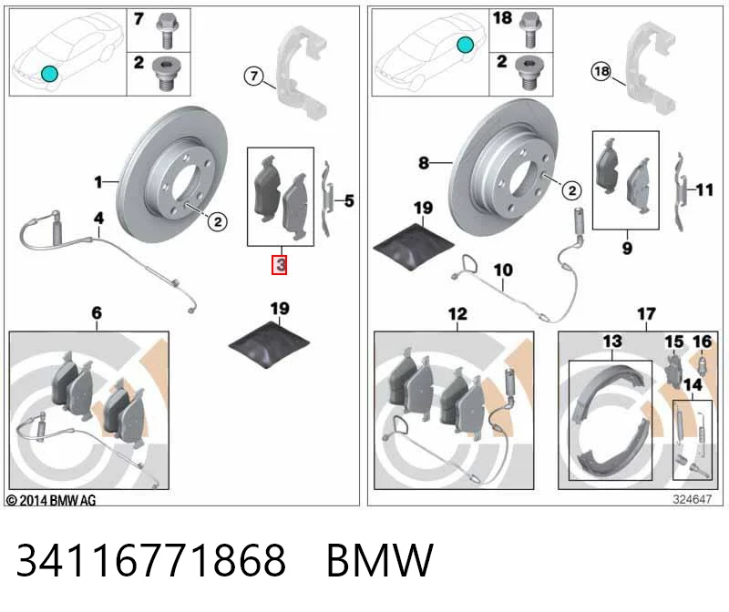 34116771868 BMW Pastillas delanteras