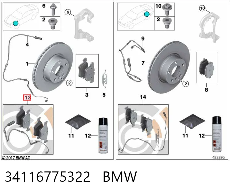 34116775322 BMW Pastillas delanteras