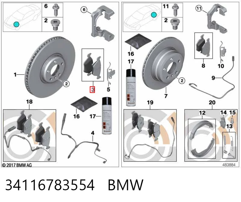34116783554 BMW Pastillas delanteras