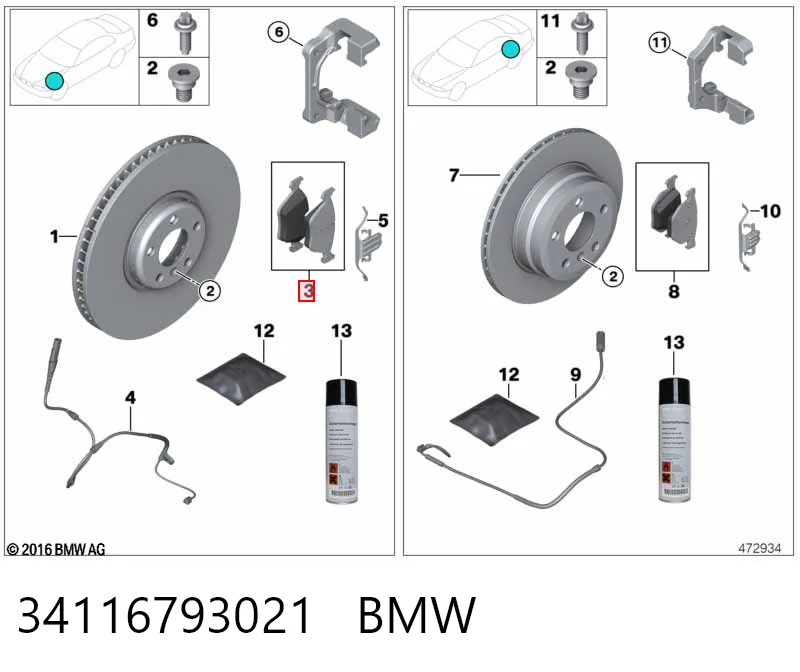 34116793021 BMW Pastillas delanteras