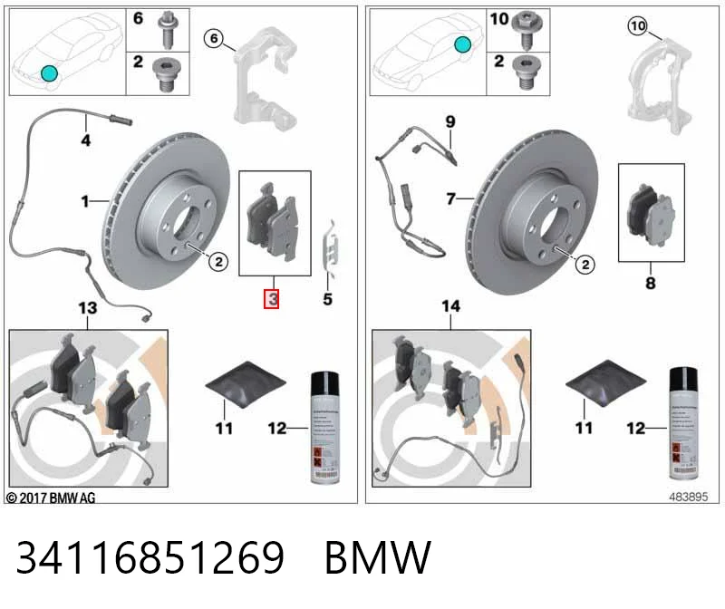 34116851269 BMW Pastillas delanteras