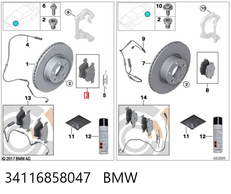 34116858047 BMW Pastillas delanteras