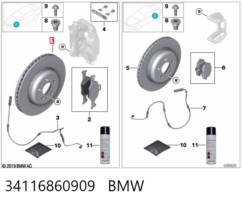 34116860909 BMW Discos
