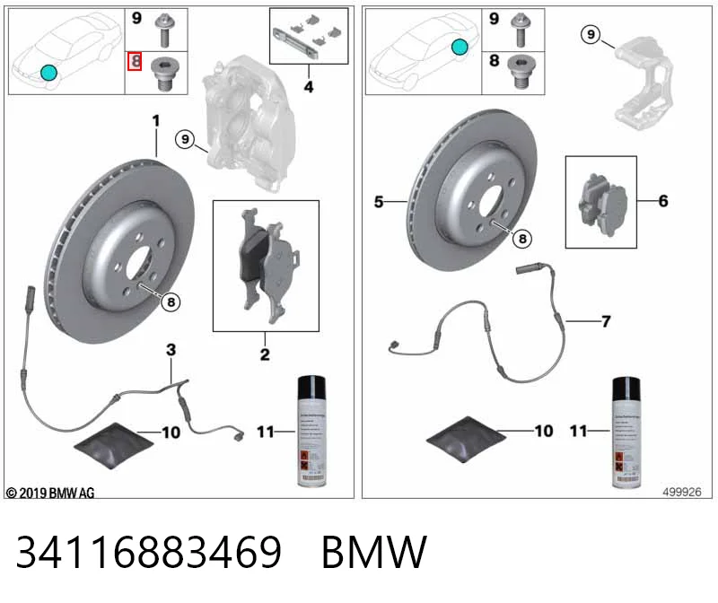 34116883469 BMW Pastillas delanteras