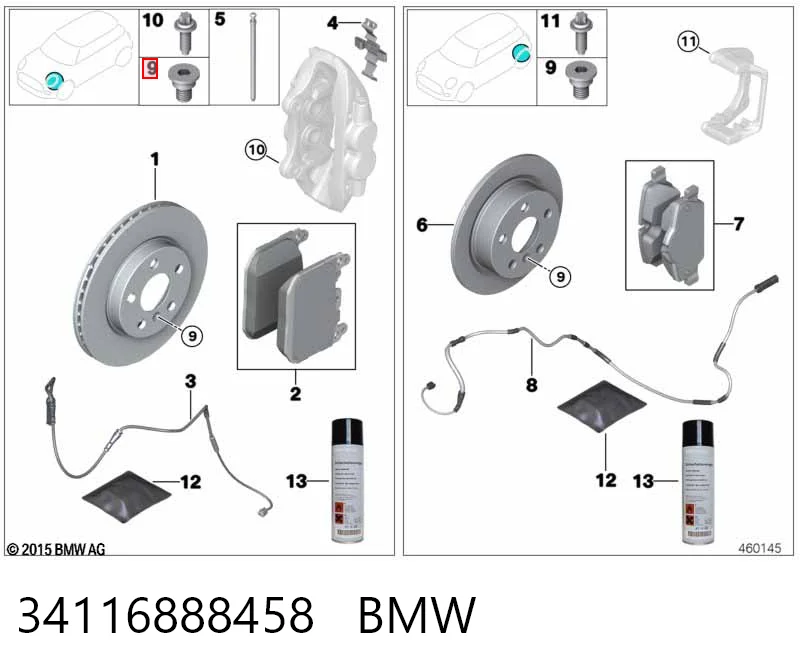 34116888458 BMW Pastillas delanteras