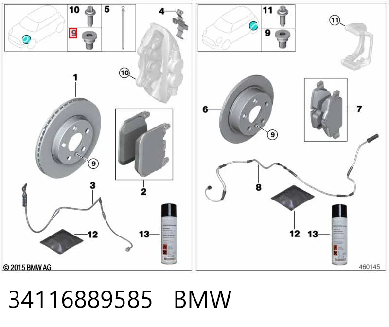 34116889585 BMW Pastillas delanteras