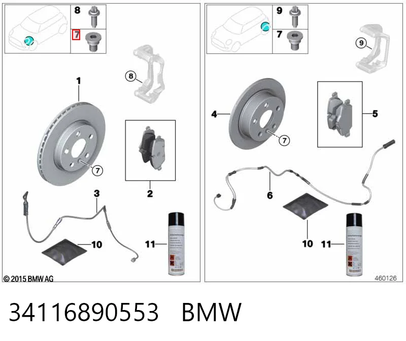 34116890553 BMW Pastillas delanteras