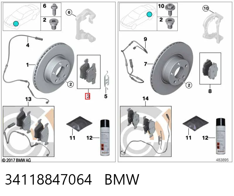 34118847064 BMW Pastillas delanteras