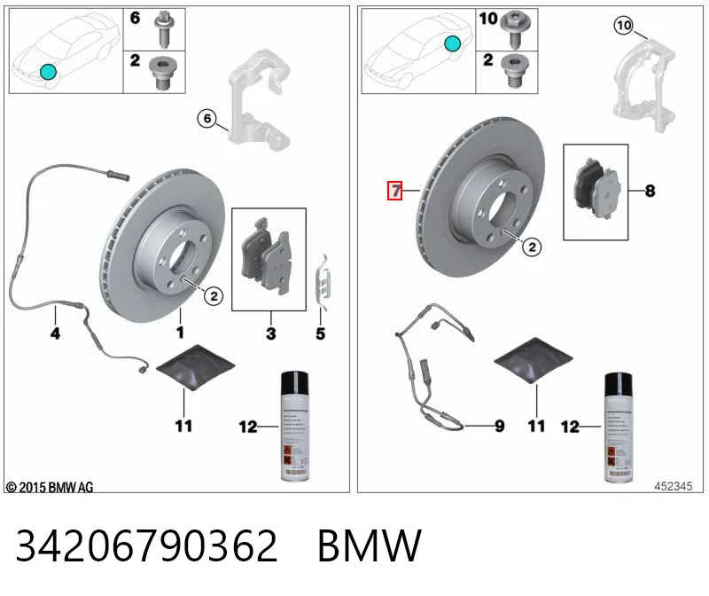 34206790362 BMW Freno de disco trasero