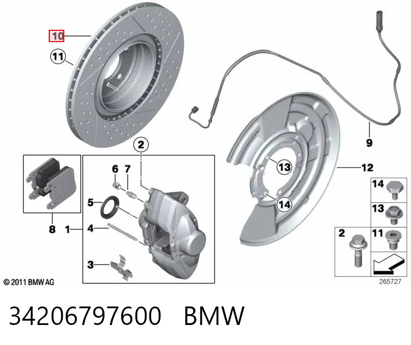 34206797600 BMW Freno de disco trasero