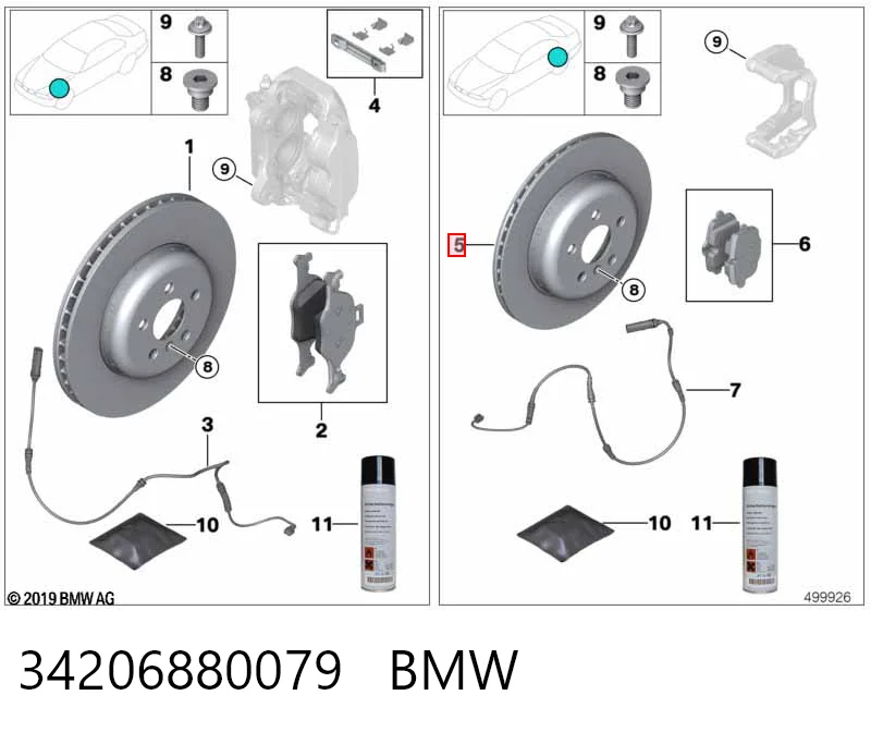 34206880079 BMW Freno de disco trasero