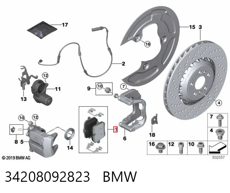 34208092823 BMW Pastillas freno traseras