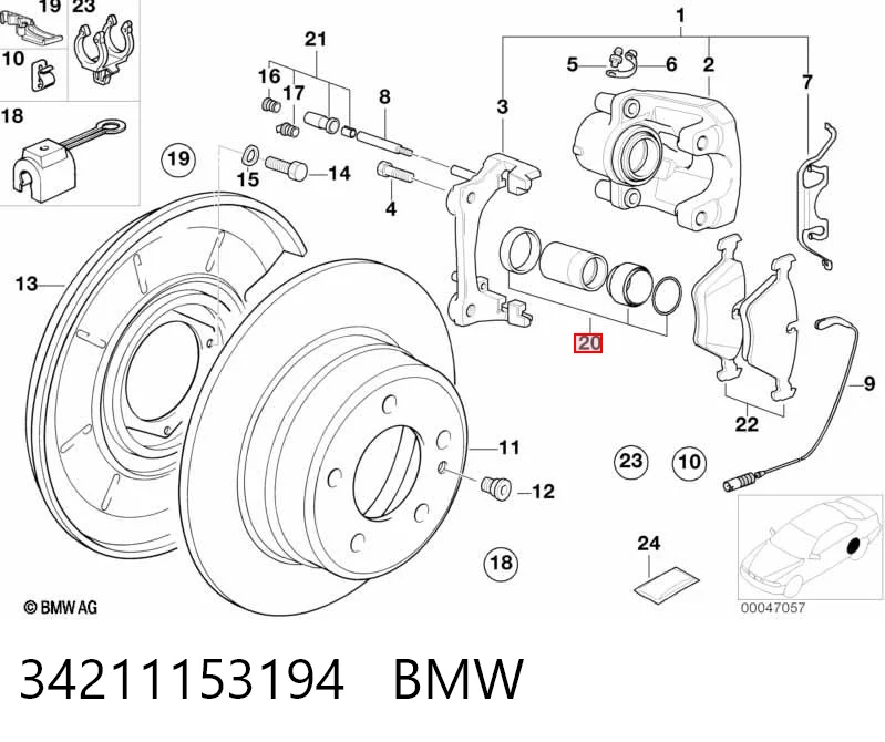 Kit de reparación de frenos trasero BMW 5  (1980-1990)