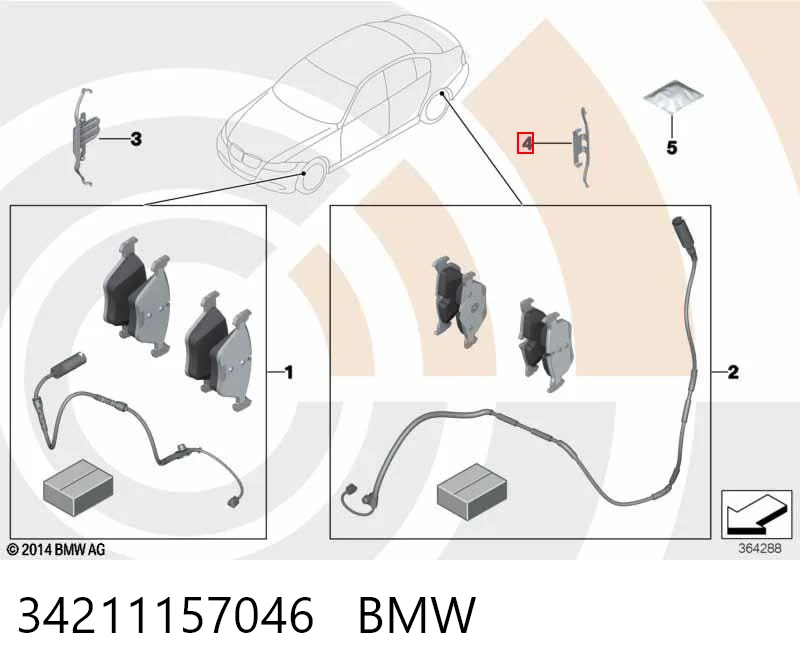 34211157046 BMW Juego de resortes de sujeción de pastillas de freno traseras