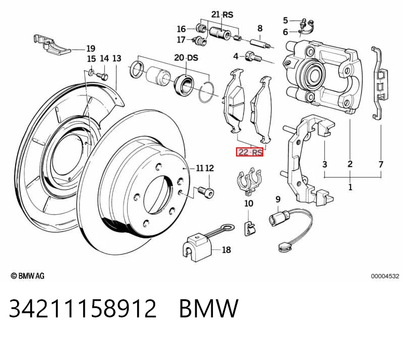 34211158912 BMW Pastillas freno traseras