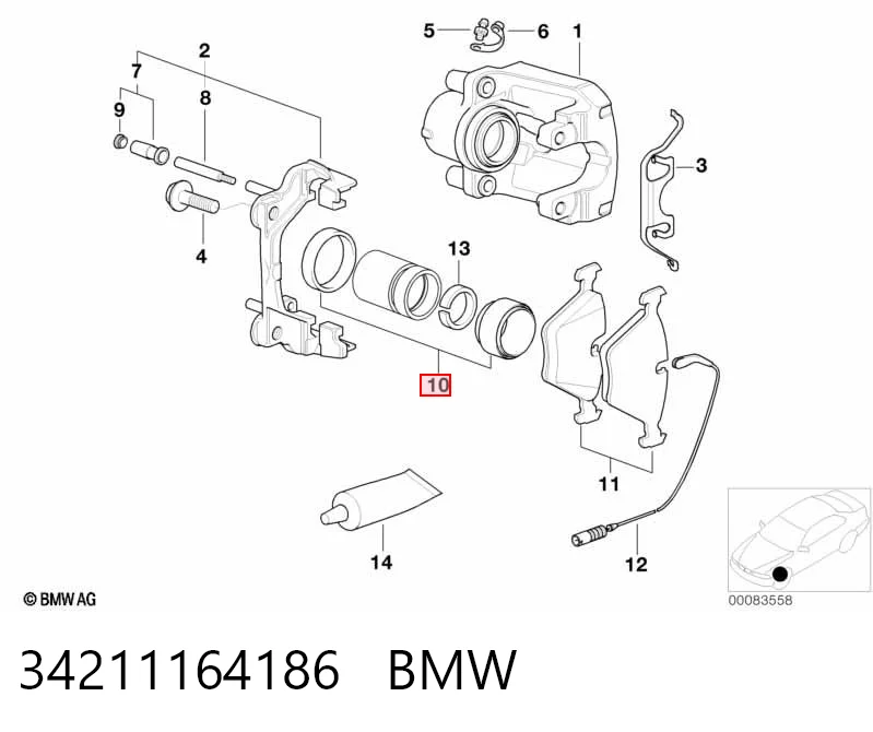 Kit de reparación de pinzas de freno trasero BMW X5 (E53)