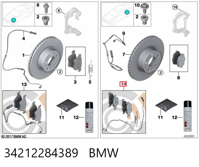 34212284389 BMW Pastillas freno traseras