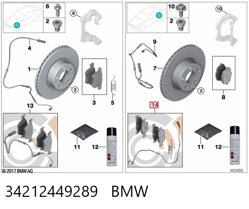 34212449289 BMW Pastillas freno traseras
