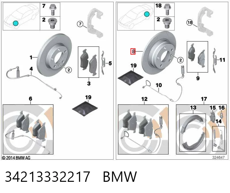 34213332217 BMW Freno de disco trasero