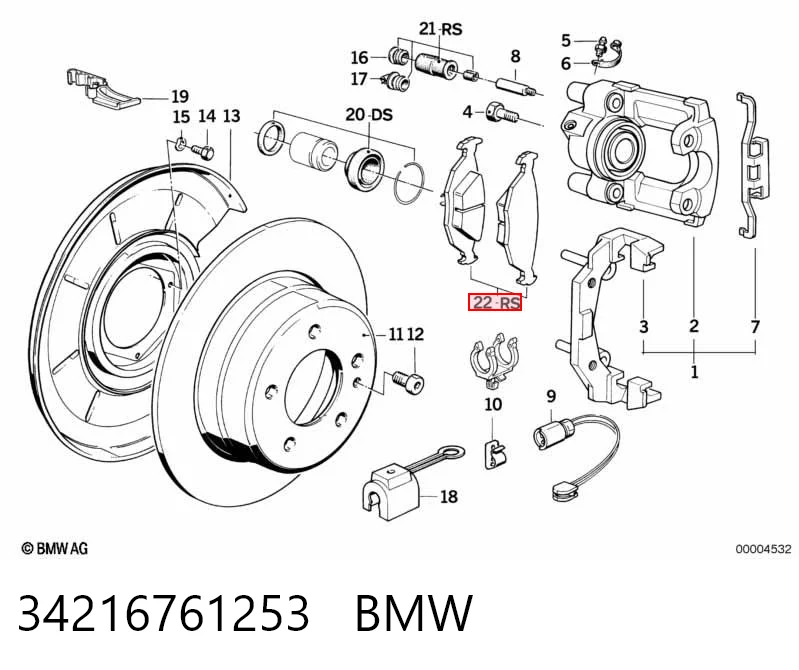 34216761253 BMW Pastillas freno traseras