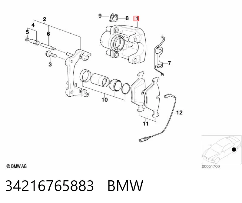 34216765883 BMW Pinza de freno trasera izquierda
