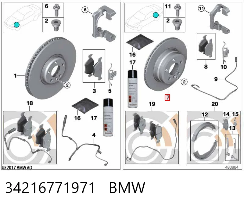 34216771971 BMW Freno de disco trasero