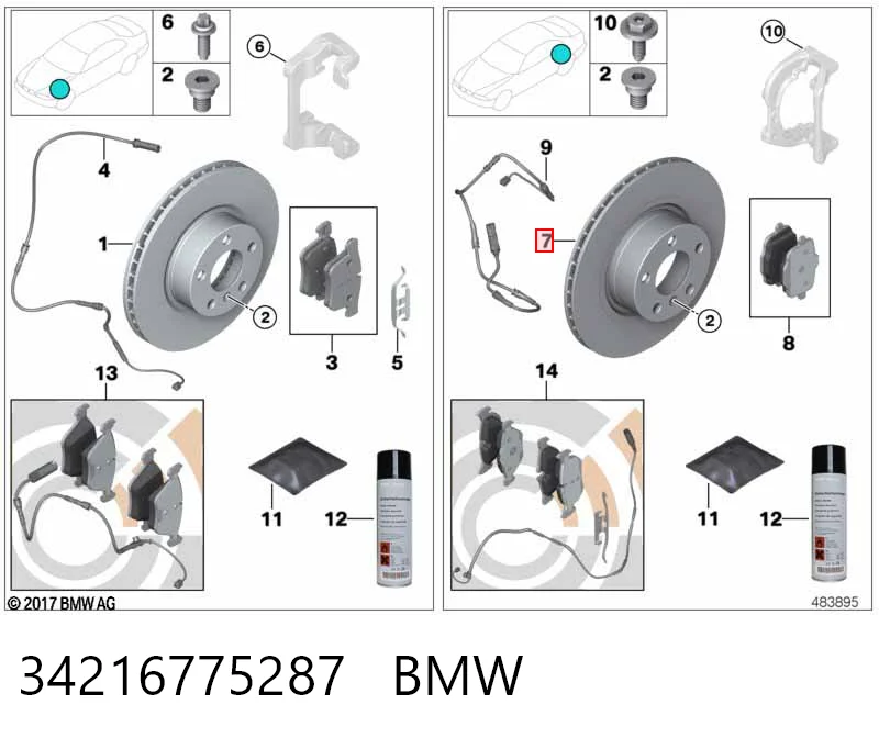34216775287 BMW Freno de disco trasero