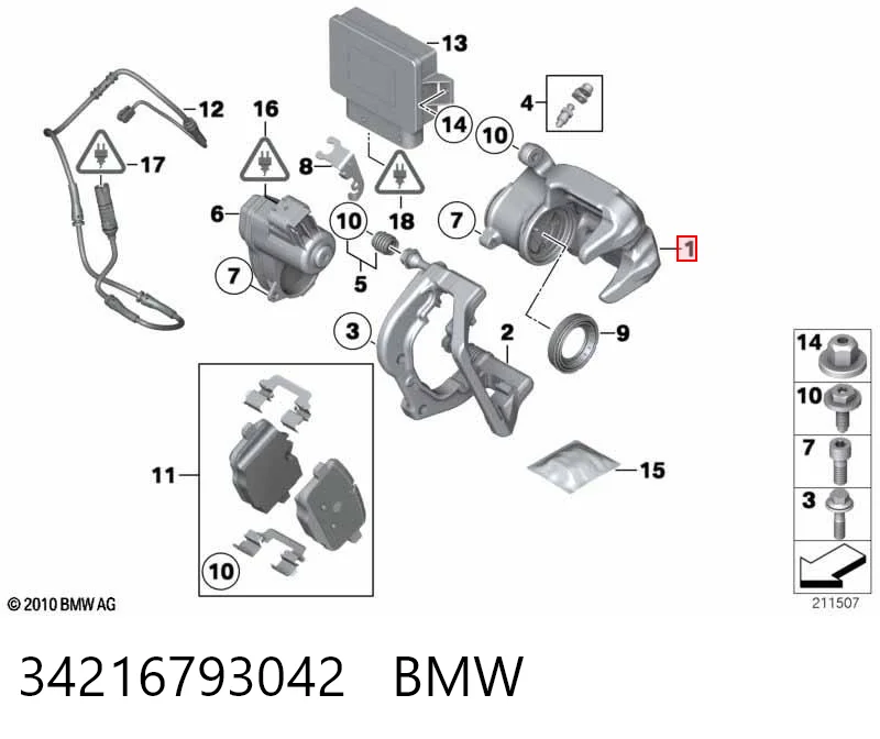 34216793042 BMW Pinza de freno trasera derecha
