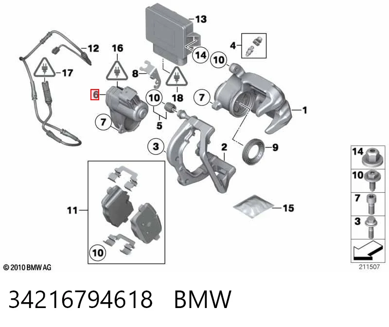 34216794618 BMW Motor del actuador de la pinza de freno trasera