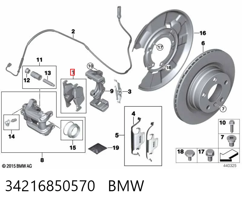 34216850570 BMW Pastillas freno traseras