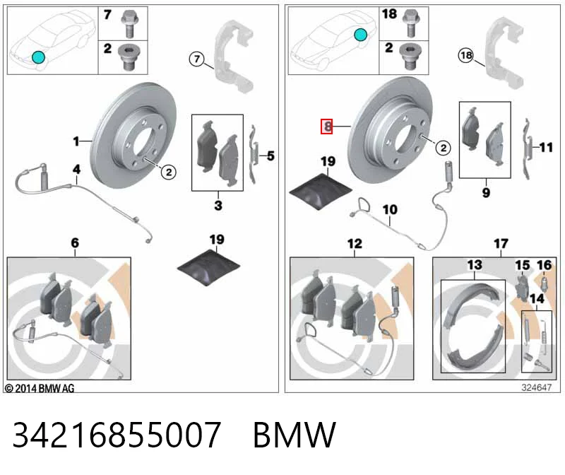 34216855007 BMW Freno de disco trasero