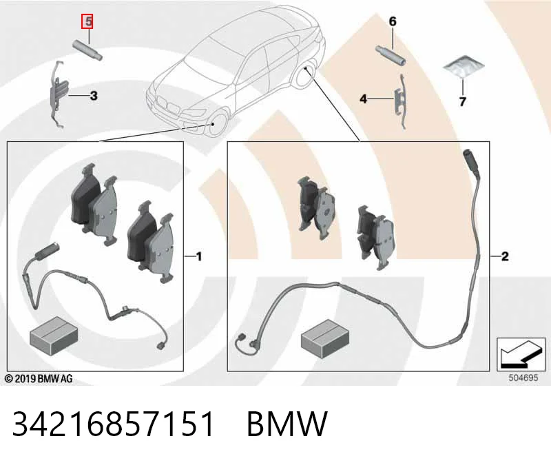 34216857151 BMW Juego de resortes de sujeción de pastillas de freno traseras
