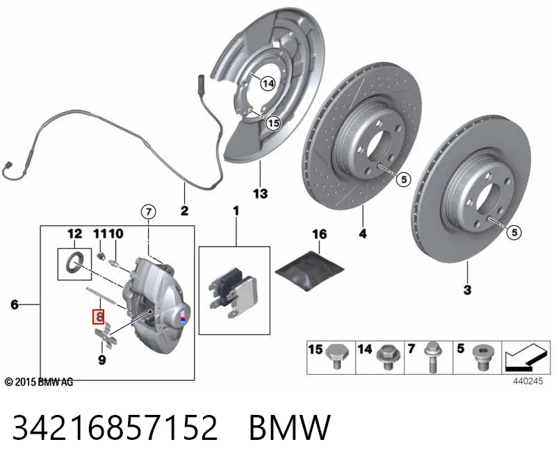 34216857152 BMW Juego de reparación de frenos traseros