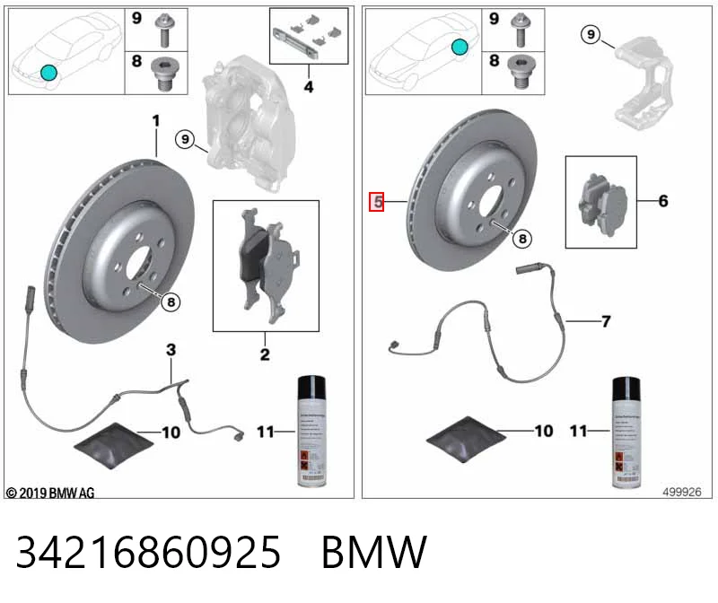 34216860925 BMW Freno de disco trasero