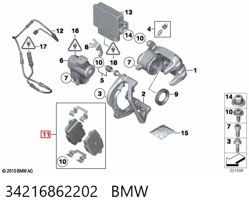 34216862202 BMW Pastillas freno traseras