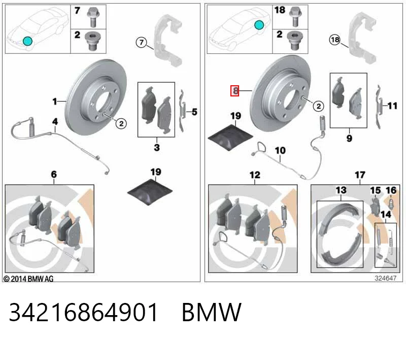 34216864901 BMW Freno de disco trasero