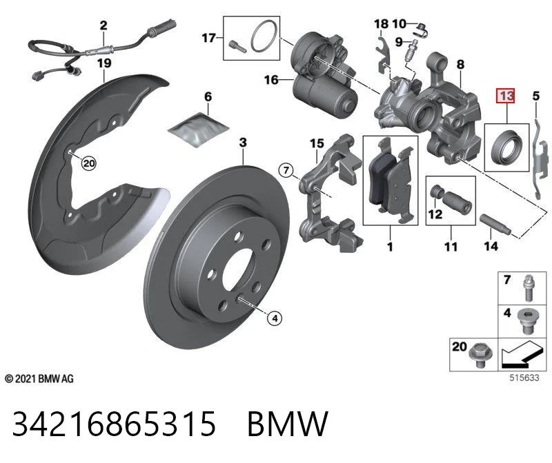 Kit de reparación de pinzas de freno trasero para BMW 2 F45