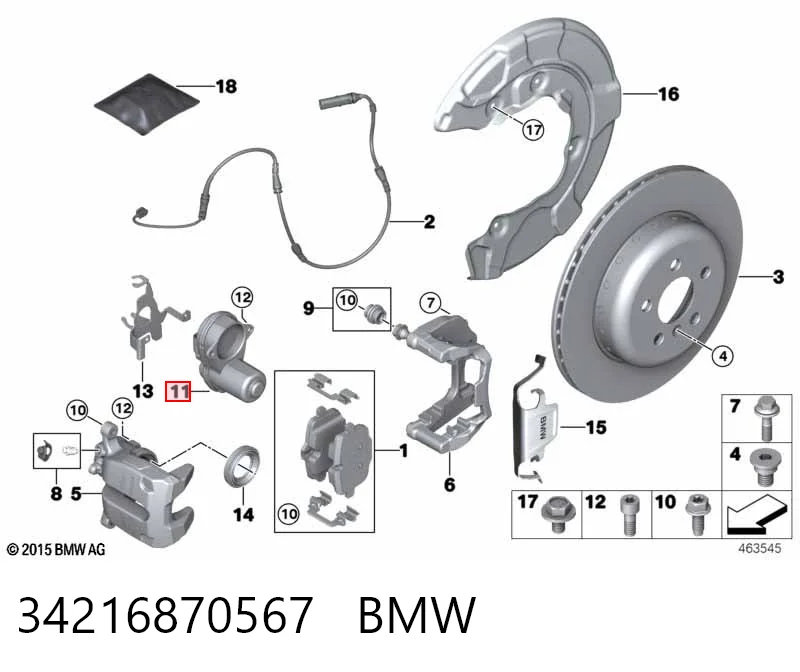 34216870567 BMW Motor del actuador de la pinza de freno trasera