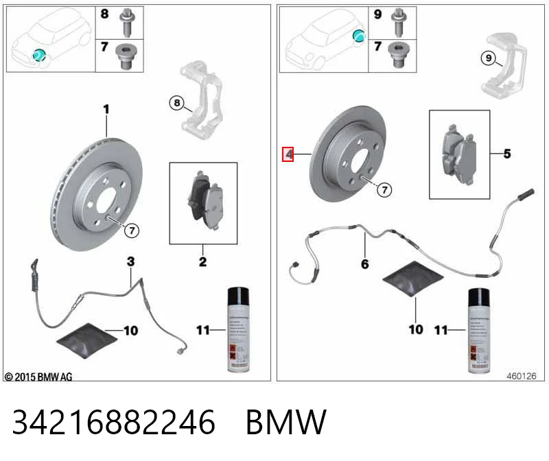 34216882246 BMW Freno de disco trasero