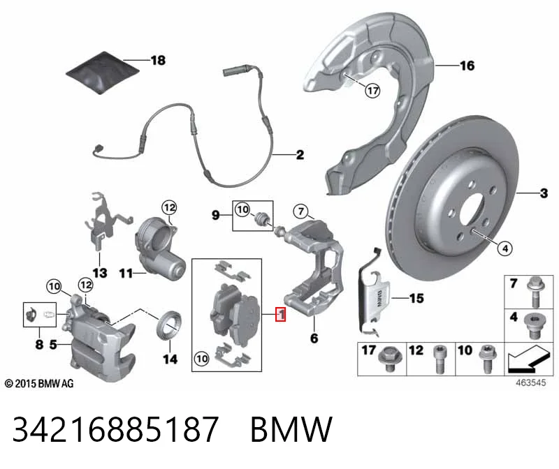 34216885187 BMW Pastillas freno traseras
