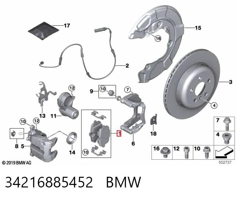 34216885452 BMW Pastillas freno traseras