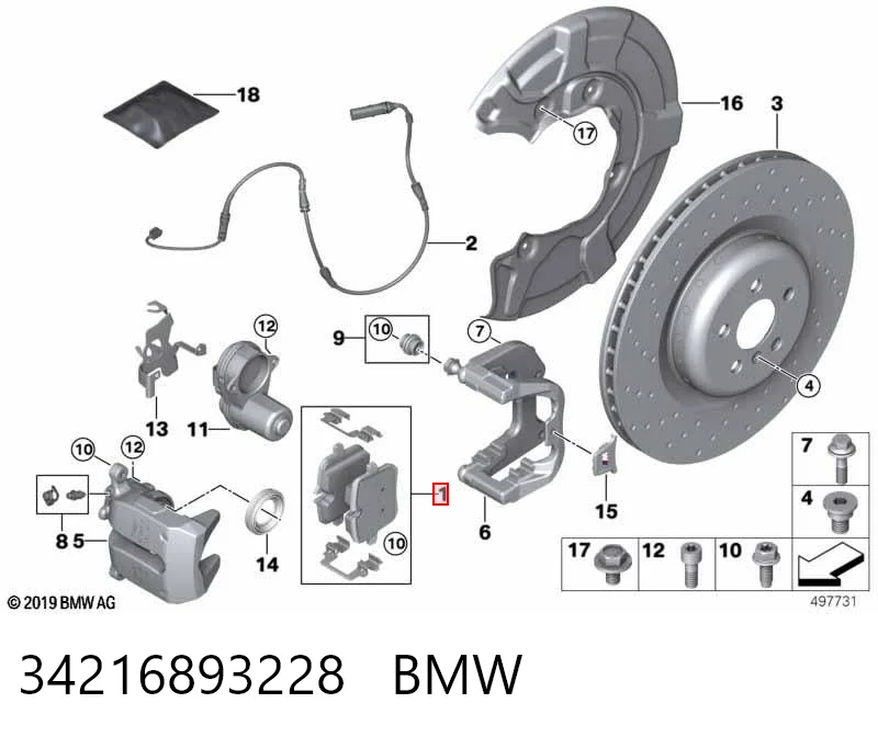 34216893228 BMW Pastillas freno traseras