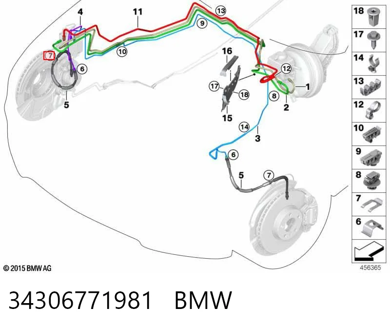 34306771981 BMW Abrazadera de fijación de la manguera de freno