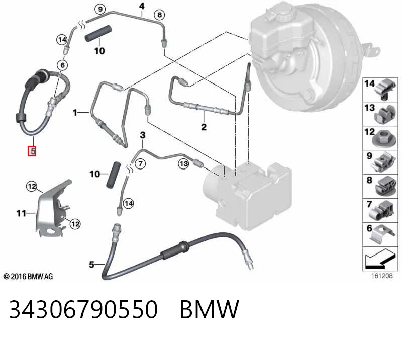 34306790550 BMW Tubo de frenos delantero