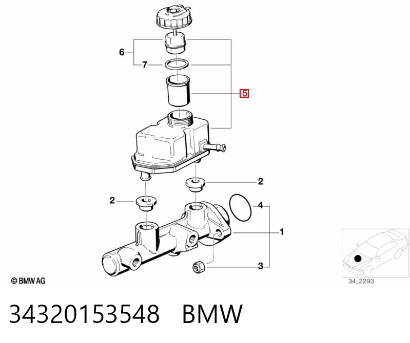 Depósito del líquido de frenos del cilindro maestro 34320153548 BMW