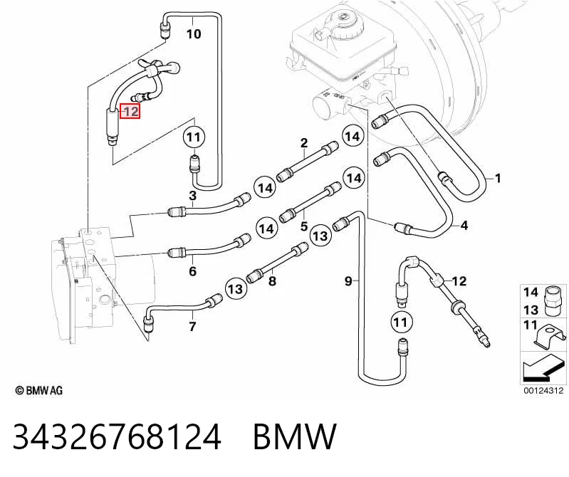 34326768124 BMW Tubo de frenos delantero