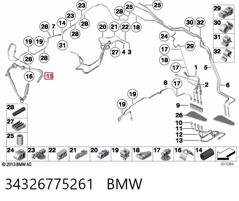 Tubo de frenos delantero BMW 5 (2009-2016)