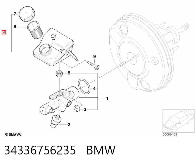 Depósito de líquido de frenos para Mini Cooper R50, R53