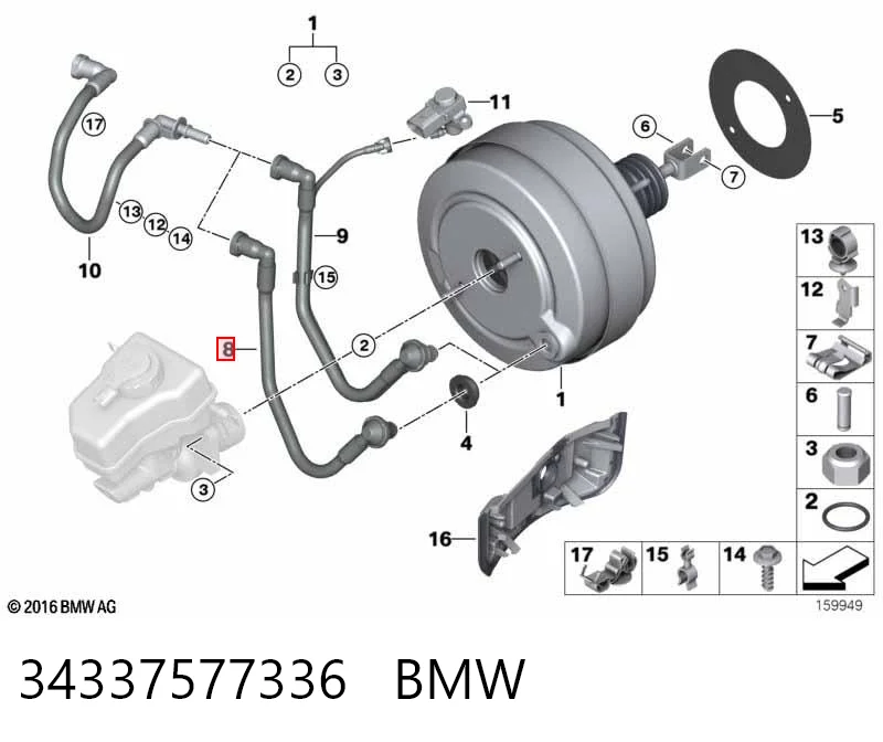 34337577336 BMW Tubo de vacío del servofreno
